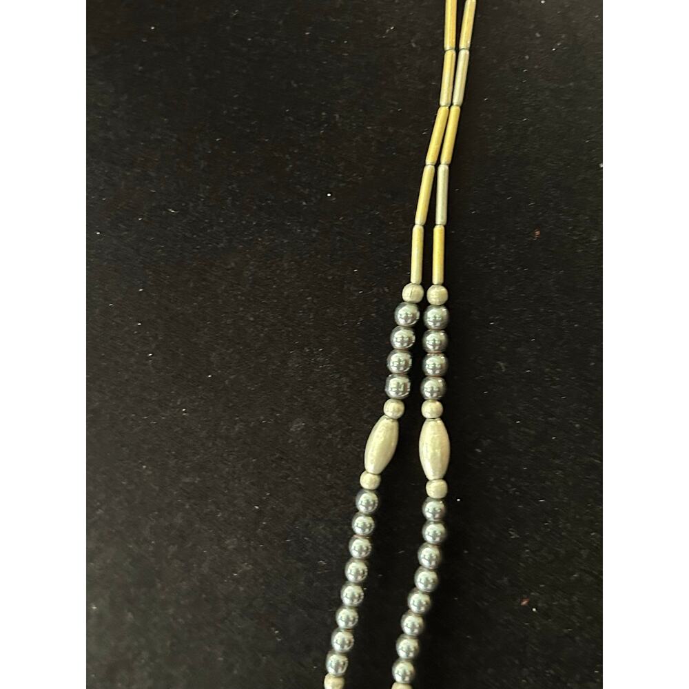 Vintage 2-Strand Liquid Silver & Pearl Necklace Marcasite Accent 28" - Picture 6 of 12
